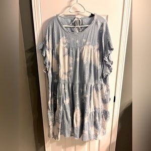 Anthropologie blue and white tie dye dress